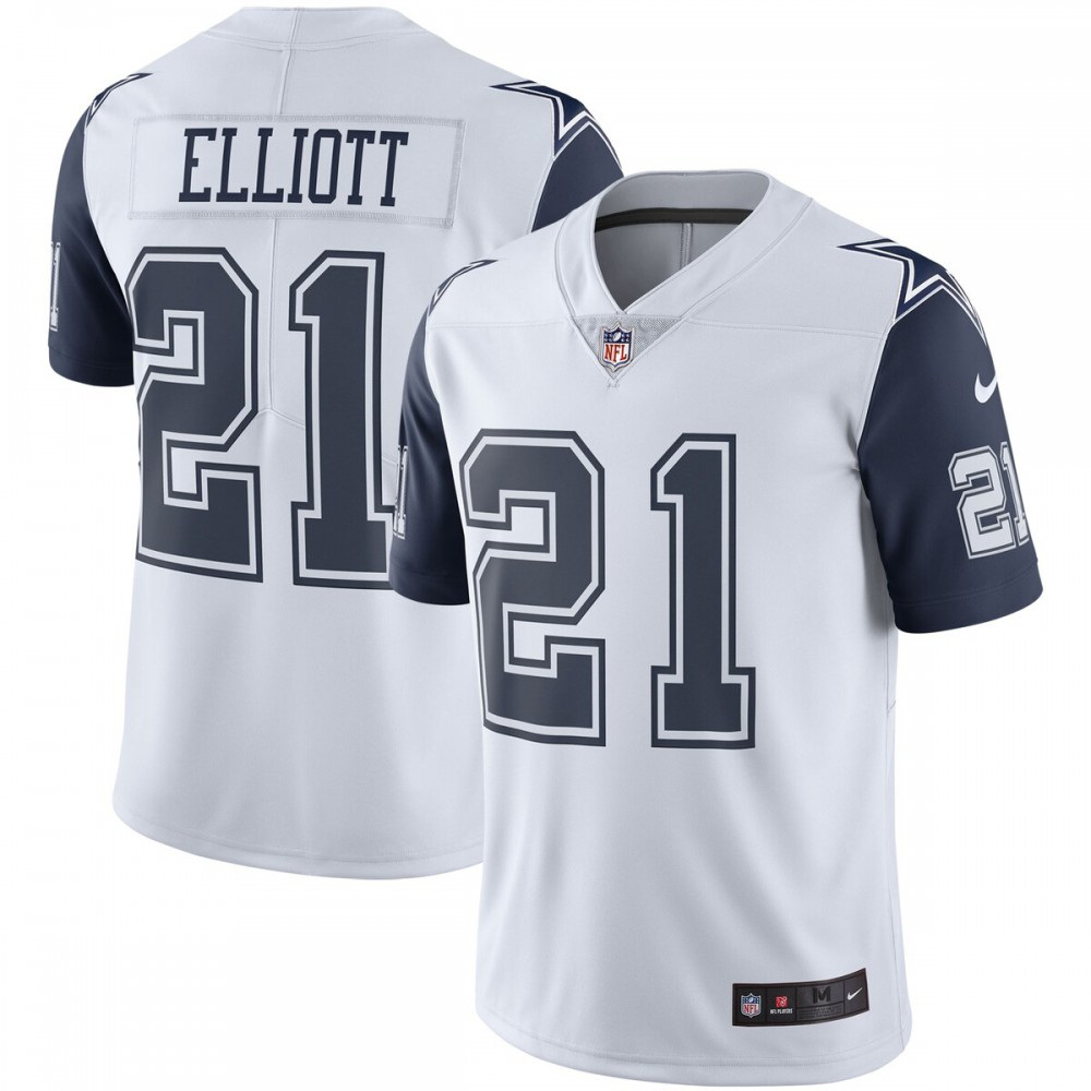Ezekiel Elliott Nike Dallas Cowboys Color Rush Vapor Limited Jersey - White-GridironStore